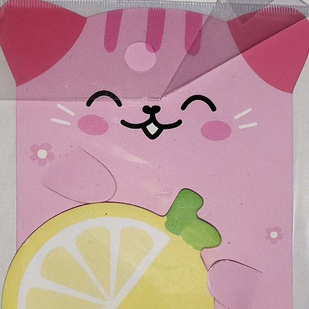 Kawaii Cat Neko & Lemon memo pad sticky Post-it note Stationery set